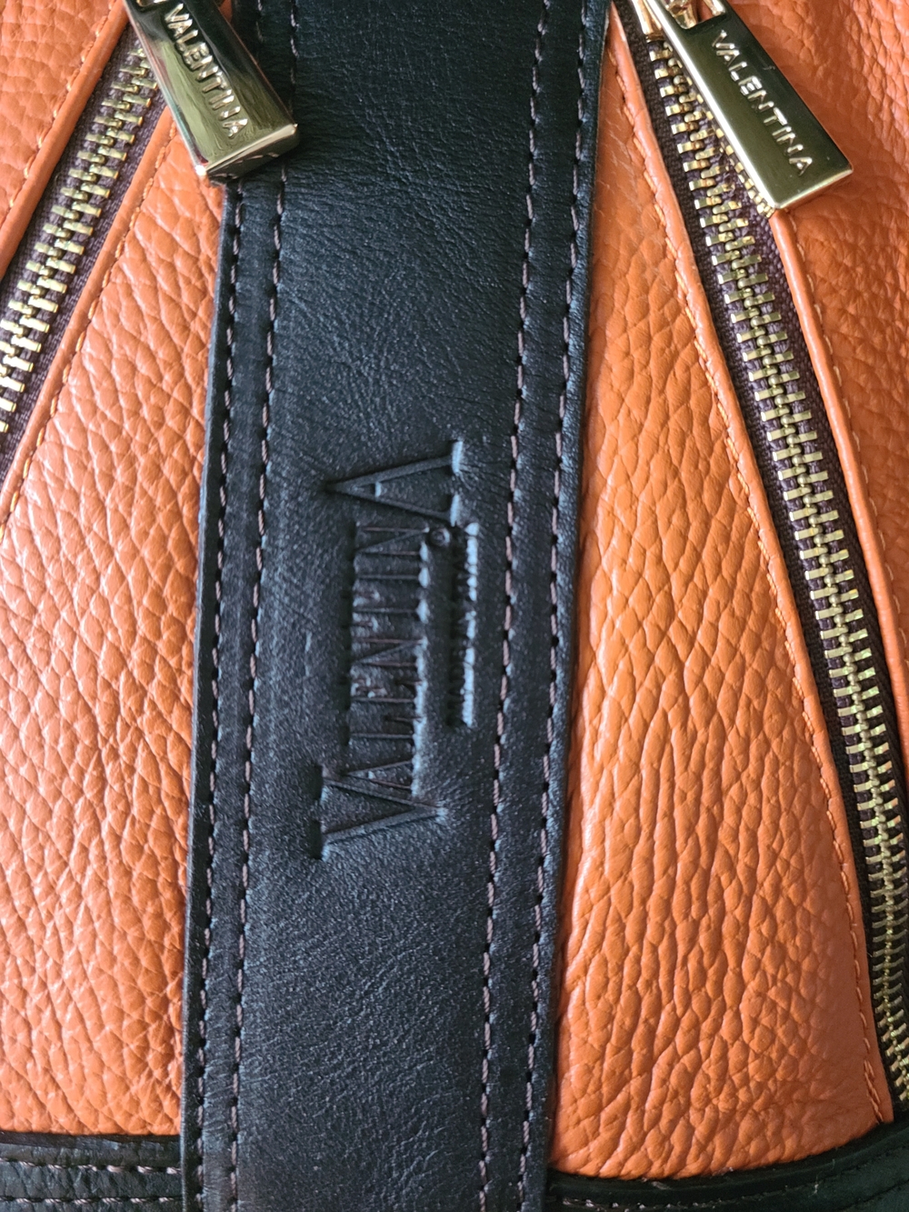 Valentina Italian Leather Orange & Brown Purse - Picture 8 of 8